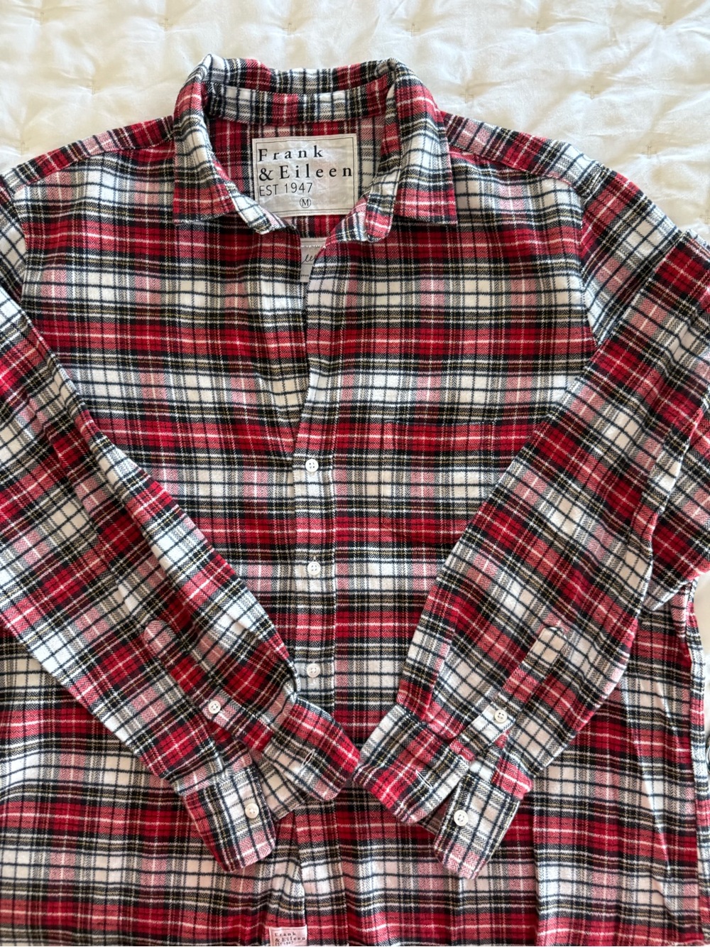 Frank & Eileen Red and White Plaid Button-Up Shirt